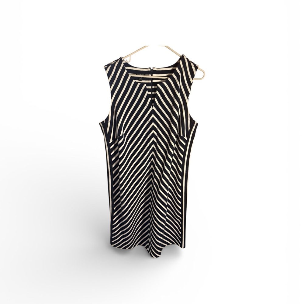 Talbots Black and White Striped Midi Dress